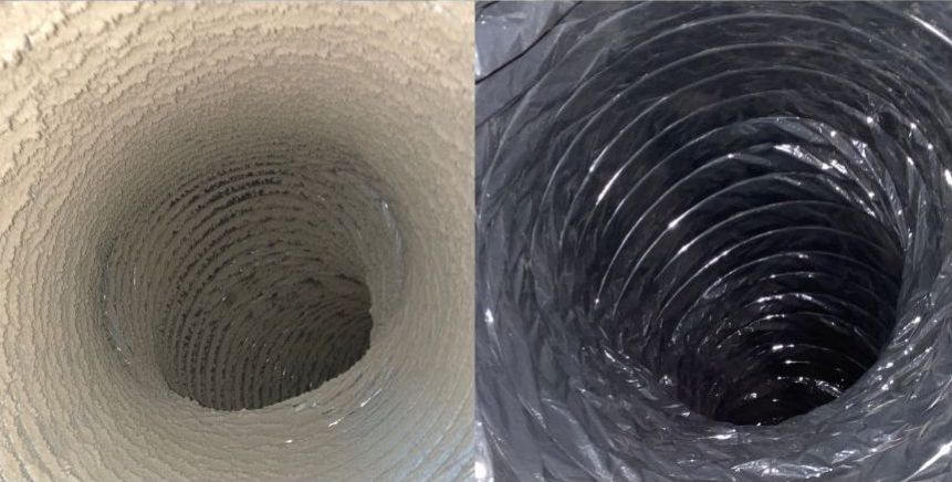 dirty air duct before and after